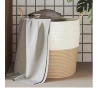 vidaXL Panier de rangement Ø43x38 cm coton beige et blanc