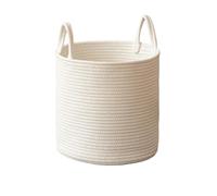Panier de rangement beige, panier rond en corde de coton, panier pour linge sale, boîte de rangement, convient pour les jouets, couvertures, vêtements sales, petites choses, collations (Beige, L)