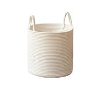 Panier de rangement beige - Rond - En corde de coton - Convient pour jouets, couvertures, vêtements sales, petits objets, collations (beige, M)
