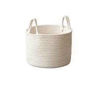 Panier de rangement beige - Rond - En corde de coton - Convient pour jouets, couvertures, vêtements sales, petits objets, collations (beige, S)