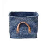 Panier de rangement - Bleu - 30 cm - Raphia tressé - Fait main