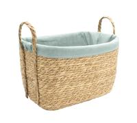 Panier de rangement - Box and Beyond - 40 x 28 x 32 cm - Jonc de Mer Naturel - Doublure polycoton Bleue - Poignées