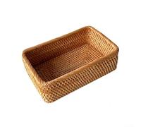 Panier de rangement carré en rotin naturel tissé à la main pour cuisine, bureau, articles divers, décoration d'intérieur, jaune (taille M)