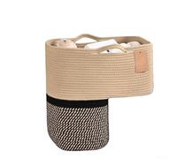 Panier de rangement compact avec texture en lin tissé et poignées - Convient aux escaliers moquettes, idéal pour organiser les jouets, les livres et les petits appareils électroniques (B)