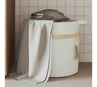 Panier de rangement - VIDAXL - Ø38x36 cm - 100% coton - Blanc - Design élégant avec pompon