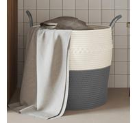 vidaXL Panier de rangement gris et blanc Ø51x33 cm coton