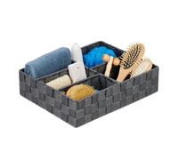 Relaxdays Panier de Rangement, 5 Compartiments, carré, tressé, Plastique PP, Rangement, Corbeille de Stockage, Gris