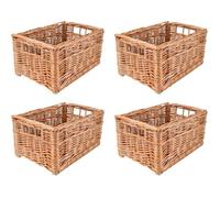 Panier de rangement - CREATIVE HOME - Lot de 4 - Rectangulaire 30x20x16 cm - Osier naturel - Poignées de transport