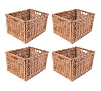 Panier de rangement - CREATIVE HOME - Rectangulaire 40x30x24 cm - Lot de 4 - Poignées - Osier naturel