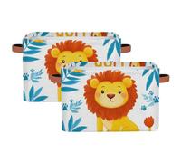 Panier de rangement cube en tissu - Boîte de rangement pliable avec poignée en cuir synthétique, portable et réutilisable, parfaite pour armoires, chambres, crèches et salons, 1 pièce, lion élégant et
