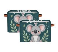 Panier de rangement cube en tissu - Boîte de rangement pliable avec poignée en cuir synthétique, portable et réutilisable, parfaite pour armoires, chambres, crèches et salons, 1 pièce, motif koala