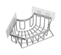 Panier de rangement d'angle en acier inoxydable sans perçage pour évier de cuisine et salle de bain, étagère triangulaire avec drainage pour éponges et brosses, argenté