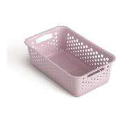 Panier de rangement de 2 l, avec poignées, sans BPA, organiseur, 25 x 16 x 8 cm, rose, pour salle de bain, cuisine, chambre à coucher, panier ménager
