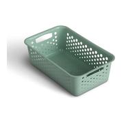 Panier de rangement de 2 l, avec poignées, sans BPA, organiseur, 25 x 16 x 8 cm, vert, pour salle de bain, cuisine, chambre à coucher, panier ménager