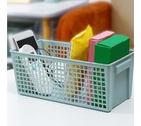 Panier de Rangement de Bureau, Rectangulaire de Grande Capacité, Bac de Rangement en Plastique Ventilé Ajouré, Petit Panier Organisateur de Bureau, Bacs de Rangement pour Chambre à Coucher,(S)