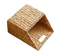 Panier de rangement de salle de bain avec aspect fibre végétale tissée, accès facile à l ' et poignée intégrée pour étagère murale, panier tissé en fibre naturelle, organisateur ouvert sur