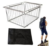 Panier de rangement de table - En acier inoxydable - Bac de vidange pour une utilisation en extérieur - Panier de pique-nique polyvalent et de barbecue pour laver les légumes, tenir des outils ou