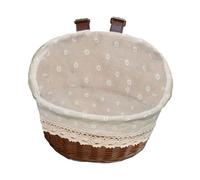 Panier De Rangement De Vélo À Guidon Avant Pour Enfants, Avec Ruban En Cuir Réglable, En Rotin Tissé À La Main, Marron Pique-Nique