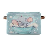 Panier de rangement décoratif avec poignée pour la maison Motif éléphant Bleu clair