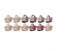 Panier de rangement décoratif avec poignée tissée à la main à partir de fibres de saule et d'herbe. Dispose d'une doublure en lin doux pour plus de protection et un look raffiné (lin pur marron, L)