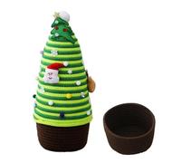 Panier de rangement décoratif - Boîte de rangement pour la veille de Noël - Panier en corde tressée - 42 cm - Boîte de rangement pour la maison - Boîte de rangement en forme d'arbre de Noël