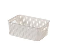 Panier de rangement décoratif en plastique tissé à la main Motif maille de construction Housse en bambou Gain de place Panier de rangement en plastique
