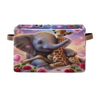 Panier de rangement décoratif rectangulaire avec éléphant, girafe