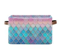 Panier de rangement, écailles de poisson, turquoise, pliable, en tissu, sac de rangement pour vêtements
