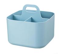 Panier de rangement empilable avec poignée en plastique pour la maison, le bureau, organiser de petits articles et fournitures (bleu clair)