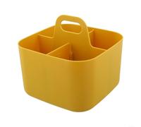 Panier de rangement empilable multifonction avec poignée, bac de rangement portable en plastique pour la maison, le bureau, design empilable avec séparateur amovible (jaune)