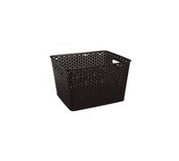 panier de rangement empilable - rectangulaire - effet rotin - style chocolat - 18 l