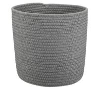 Panier de rangement en corde de coton tissé - Organiseur pour pots de fleurs, artisanat, jouets, décoration d'intérieur - Gris foncé - 25 x 25 cm