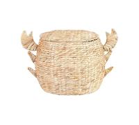 Panier de Rangement en Fibres de Jacinthe d'Eau Ton Naturel 67 x 48 cm avec Pinces de Crabe Kakamas