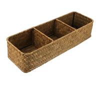 Panier de rangement en jonc de mer naturel divisé pour salle de bain pour articles de toilette, réservoir de toilettes, plan de travail, étagères, bacs jaunes
