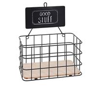 Panier de rangement en métal noir - Décoration murale - Étagère suspendue - Panier de cuisine