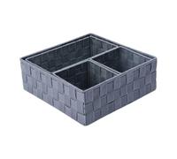 Panier de rangement en nylon tissé à la main avec télécommande - 28 x 28 x 10 cm - En nylon tissé à la main - Convient pour le bureau et la maison - Panier pour tout ce que vous voulez - Gris