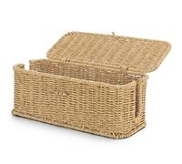 Panier de rangement en osier avec couvercle, panier à papier toilette pour réservoir de toilette, tampons et porte-tampons pour salle de bain, organisateur de cuisine rectangulaire tissé, boîte de