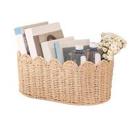 Panier de Rangement en Osier Tressé - Corbeille Déco Mignonne | Organisateur Maison Ouvert pour Bibliothèque Buanderie Entrée Bureau Table Étagères Placier Comptoir Cuisine Bureau Chambre