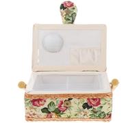Panier de Rangement en Polyester, avec Couvercle et Poignée | Tressé Imprimé, Bord Arrondi, Style Rustique Simple, pour Atelier Créatif, Cosmétiques et Petits Accessoires