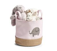 Panier de rangement en polyester et toile de jute, Rose, ca. Ø 30 x 29 cm