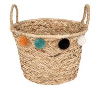 Atmosphera Panier de rangement Pompons en roseau 41 cm Naturel