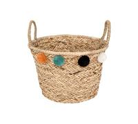 Atmosphera Panier de rangement Pompons en roseau 41 cm Naturel