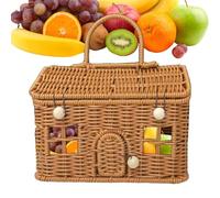 Panier De Rangement En Rotin - Organisateur Portable En Forme De Maison, Paniers En Rotin Tissés À La Main Avec Couvercle Pour L'organisation | Pour Placard Garde-manger Blanchisserie Crèche Jouet Art