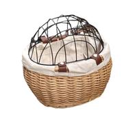 Panier de rangement en rotin tissé avec sangle de fixation pour guidon de vélo - Panier en osier étanche pour vélo arrière