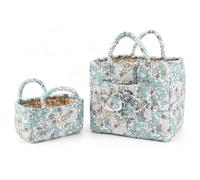 Panier de rangement en tissu, panier en coton matelassé avec poignées de | Panier à linge matelassé avec poignées faciles à transporter Panier de rangement matelassé Paniers à imprimé floral Poubelle