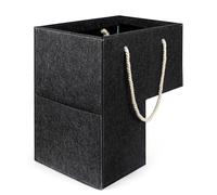 Panier de Rangement Escalier - Panier à Linge Pliable en Forme de L Pour Escalier | 42x42x25,5cm Gris Foncé, Poignée en Corde de Coton Et Poches Latérales Pour Déchets De Lavage De Chaussures