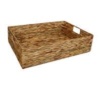 Panier de rangement Grand panier de rangement rectangulaire peu profond en jacinthe d'eau