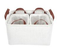 HOME DECO FACTORY Panier de rangement RG0032 - Lot de 3, H20 cm, Blanc, entretien facile