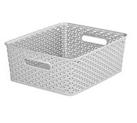 Panier de rangement imitation rotin de taille moyenne Curver, 30 x 36 x 14 cm - Gris