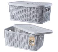 Panier de rangement KADAX avec couvercle, 6L, boîte de rangement en plastique